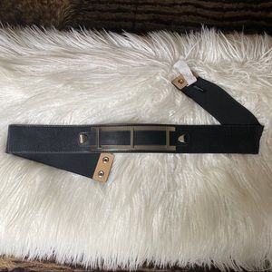 NWT EXPRESS Leather & Metal Plate Stretch Belt